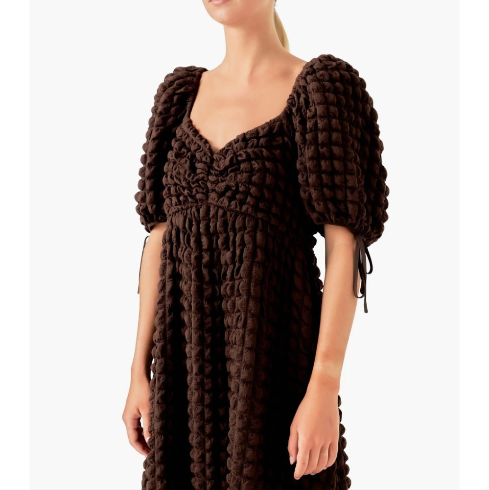 Anthropologie Endless Rose Puff Sleeve Textured Maxi Dress - Picture 6 of 16